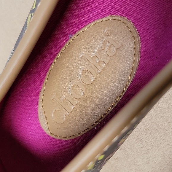 Chooka Duck Swimmer Navy Tan Butterfly Leather Trim Size 10 EUC - Picture 3 of 8